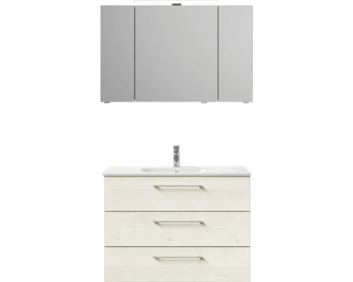 Kúpeľňová umývadlová súprava so zrkadlom a tromi zásuvkami