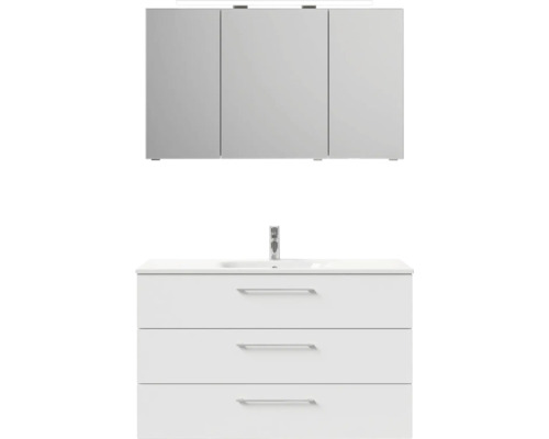 Umývadlová skrinka s tromi zásuvkami a zrkadlová skrinka do kúpeľne