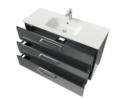 Skrinka pod umývadlo s umývadlom a tromi zásuvkami