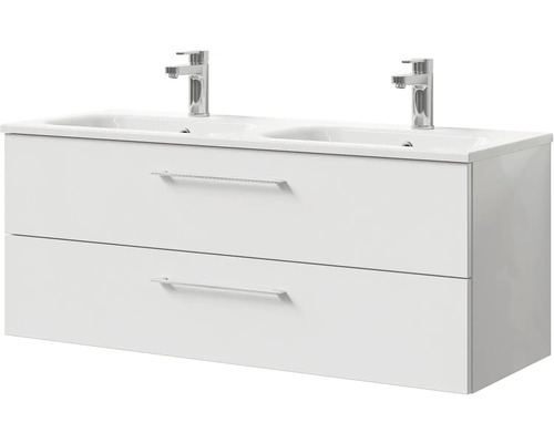 Skrinka pod umývadlo s dvoma umývadlami a dvoma zásuvkami