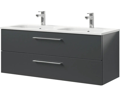 Skrinka pod umývadlo s dvoma umývadlami a zásuvkami