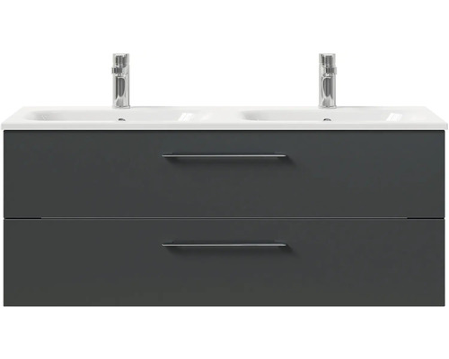 Skrinka pod umývadlo s dvoma umývadlami a zásuvkami