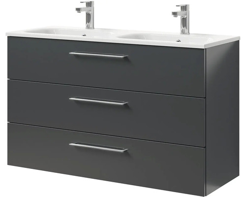 Skrinka pod umývadlo s tromi zásuvkami a dvoma umývadlami