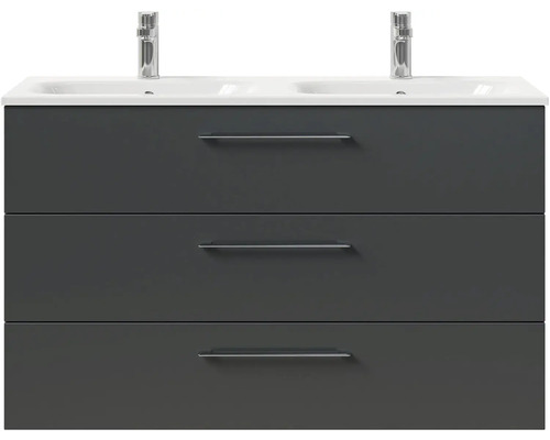 Skrinka pod umývadlo s tromi zásuvkami a dvoma umývadlami