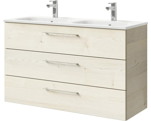 Skrinka pod umývadlo s tromi zásuvkami a dvoma umývadlami