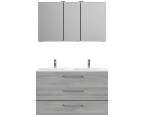 Súprava kúpeľňového nábytku so zrkadlovou skrinkou a skrinkou pod umývadlo