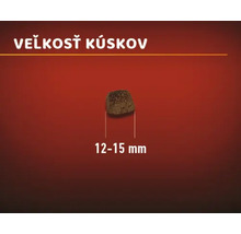 Veľkosť kúsku krmiva 12 až 15 milimetrov
