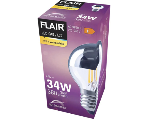 Balenie LED žiarovky Flair G45 E27, nestmievateľná