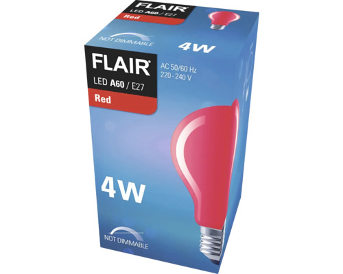 Balenie červenej LED žiarovky Flair A60 E27, 4 W, nestmievateľná