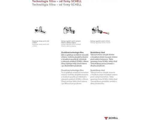 Prehľad rohových ventilov Schell s filtrom