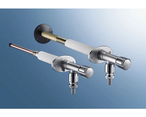 Dva rohové ventily na montáž na stenu s termostatickou hlavicou