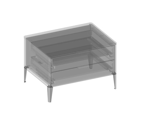 Nočný stolík s dvoma zásuvkami a nožičkami