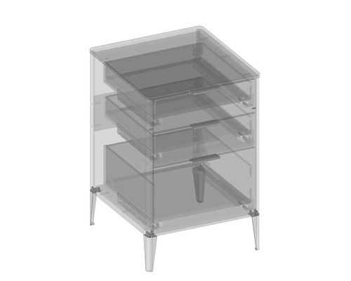 Skrinka pod umývadlo s tromi zásuvkami a nožičkami