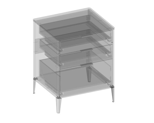 Skrinka pod umývadlo s tromi zásuvkami a nožičkami