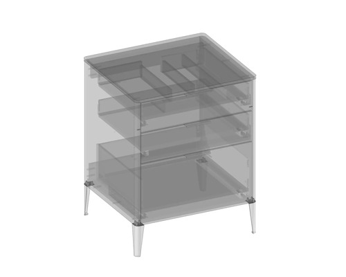 Skrinka pod umývadlo s tromi zásuvkami a nožičkami