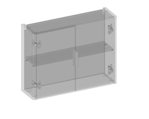 Dvojitá zrkadlová skrinka s policami