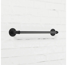 Čierny držiak na uteráky z kovovej rúrky na montáž na stenu