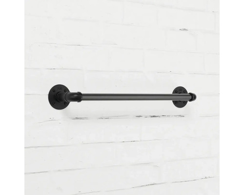 Čierny držiak na uteráky z kovovej rúrky na montáž na stenu