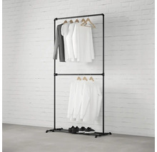 Stojan na šaty s dvomi tyčami a spodnou policou na topánky