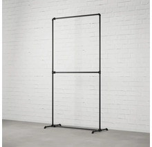 Vešiak na oblečenie z kovových rúrok s dvomi tyčami