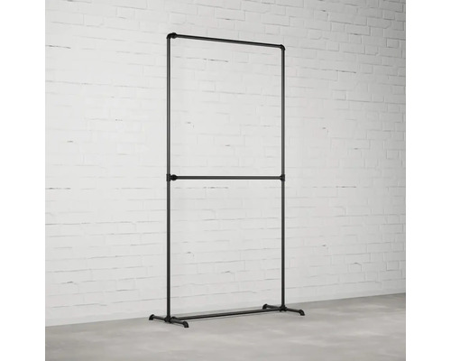 Vešiak na odevy z rúrok s dvoma tyčami