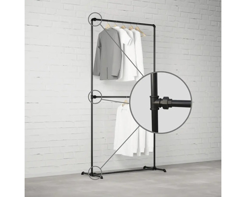 Vešiak na šaty z rúrok s dvoma úrovňami na zavesenie oblečenia