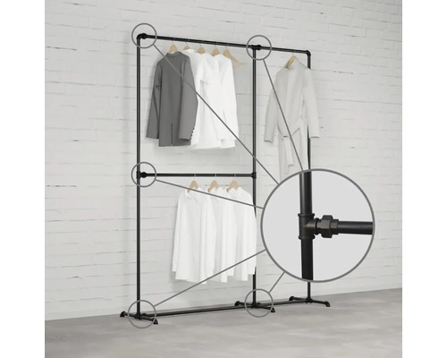 Stojan na šaty s dvoma úrovňami a rúrkovým dizajnom