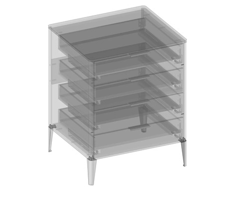 Komoda s piatimi zásuvkami a štyrmi nohami