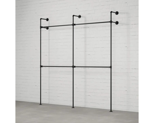 Šatníková tyč z rúrok s dvomi tyčami na montáž na stenu