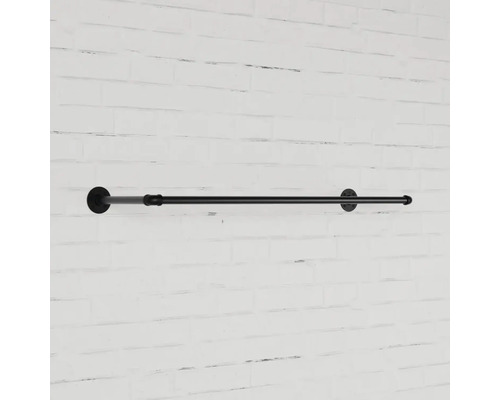 Čierna kovová šatníková tyč na montáž na stenu