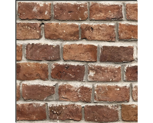 Detail steny s červenými tehlami a sivou maltou.