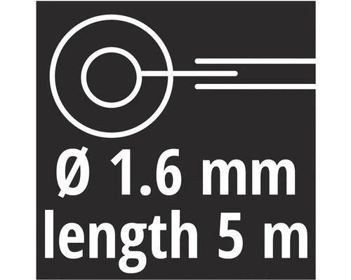 Symbol pre drôt s priemerom 1,6 mm a dĺžkou 5 m