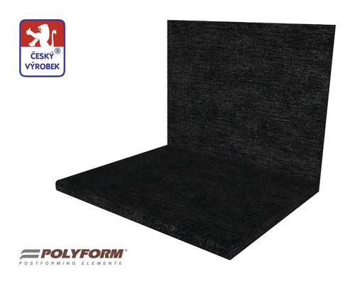 Tmavá pracovná doska s kolmou zadnou stenou