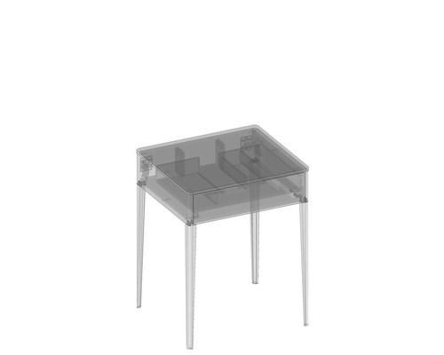 Priehľadný stôl so štyrmi nohami