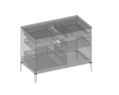 Skrinka pod umývadlo s tromi zásuvkami a nožičkami