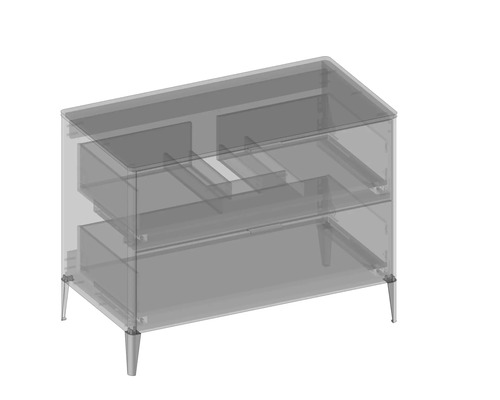 Kúpeľňový nábytok s dvomi zásuvkami a nožičkami