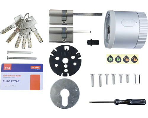 Sada inteligentného domáceho zámku dverí s vložkami, kľúčmi, skrutkami a montážnym príslušenstvom