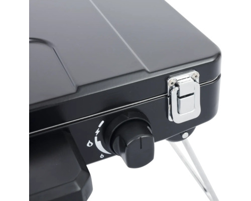 Detail prenosného plynového variča s otočným gombíkom a uzáverom