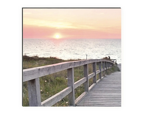 Maľba s mólom pri mori pri východe slnka