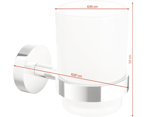 Nástenný držiak na zubné kefky so sklom a rozmermi