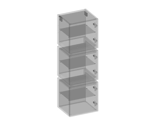 Trojitá priehľadná závesná skrinka s policami