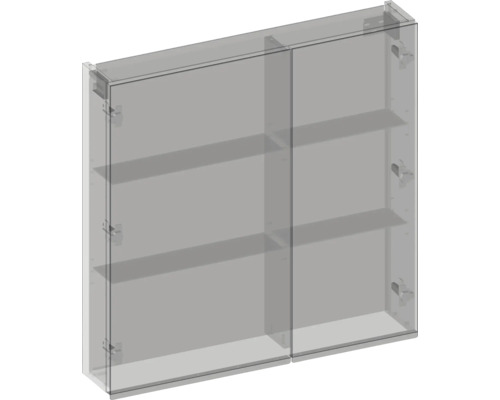Zrkadlová skrinka s dvomi dvierkami a policami