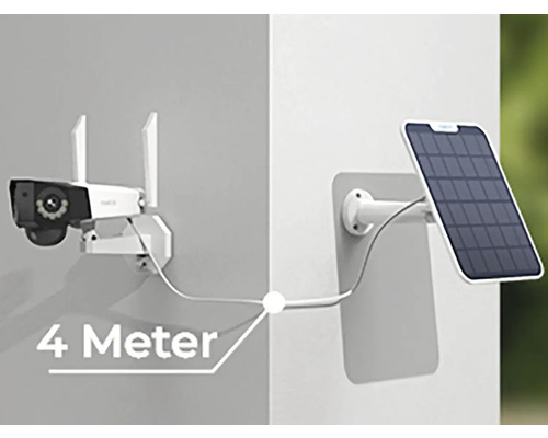 Bezpečnostná kamera so solárnym panelom a štvormetrovým káblom na napájanie