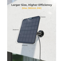 Solárny panel Reolink s rozmermi 210,61 mm x 174,6 mm a hrúbkou 6,6 mm