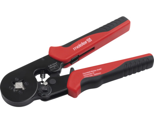 Krimpovacie kliešte s čiernou hlavou a červeno-čiernymi rukoväťami