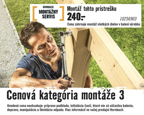 Montážna služba Hornbach pre prístrešky: Informácie o cenách a podmienkach montáže.