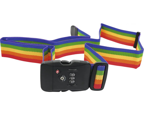 Popruh na batožinu s číselným zámkom a dúhovým vzorom