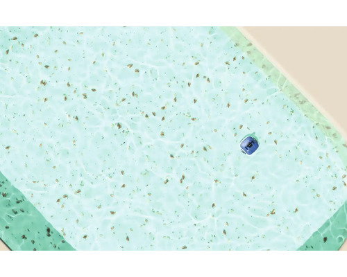 Bazén s bazénovým robotom a lístím