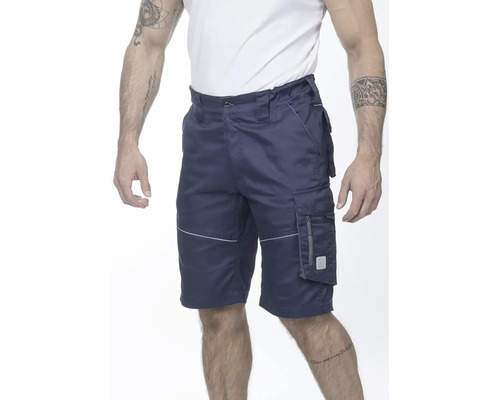 Modré pracovné šortky s niekoľkými vreckami