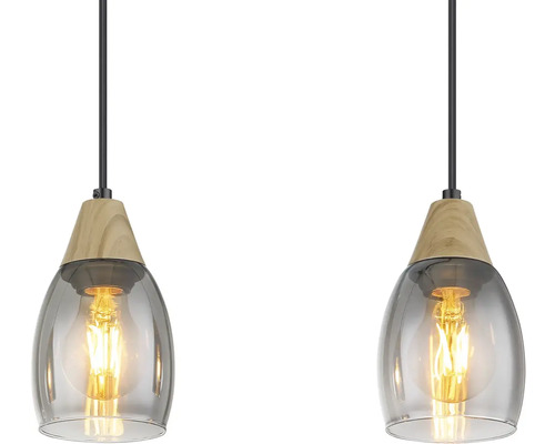Dve závesné lampy z dreva a skla